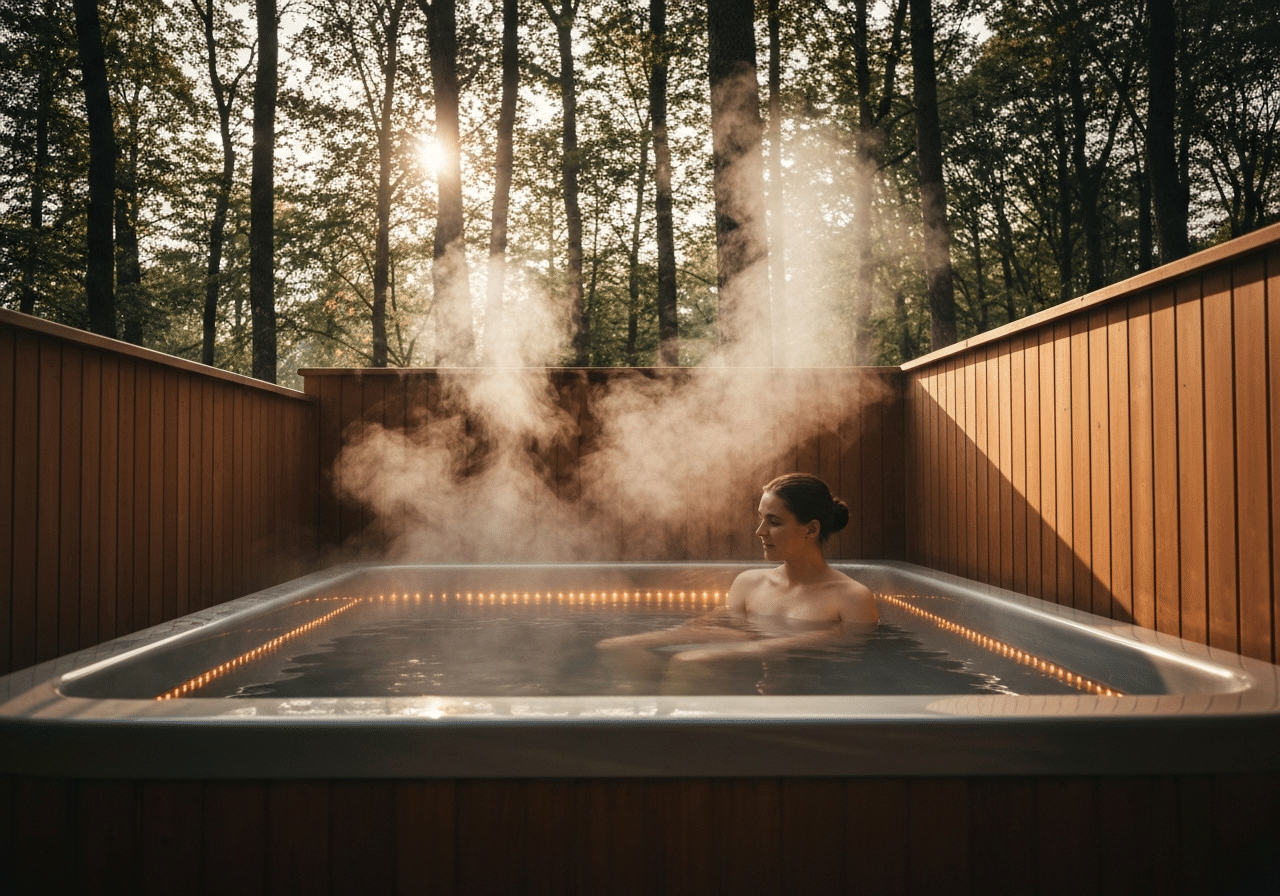 Baignade solo en bain nordique privatif : détente aquatique en forêt